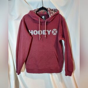 Hooey Men's Maroon Lock-Up Logo Hoodie Aztec Print Hood